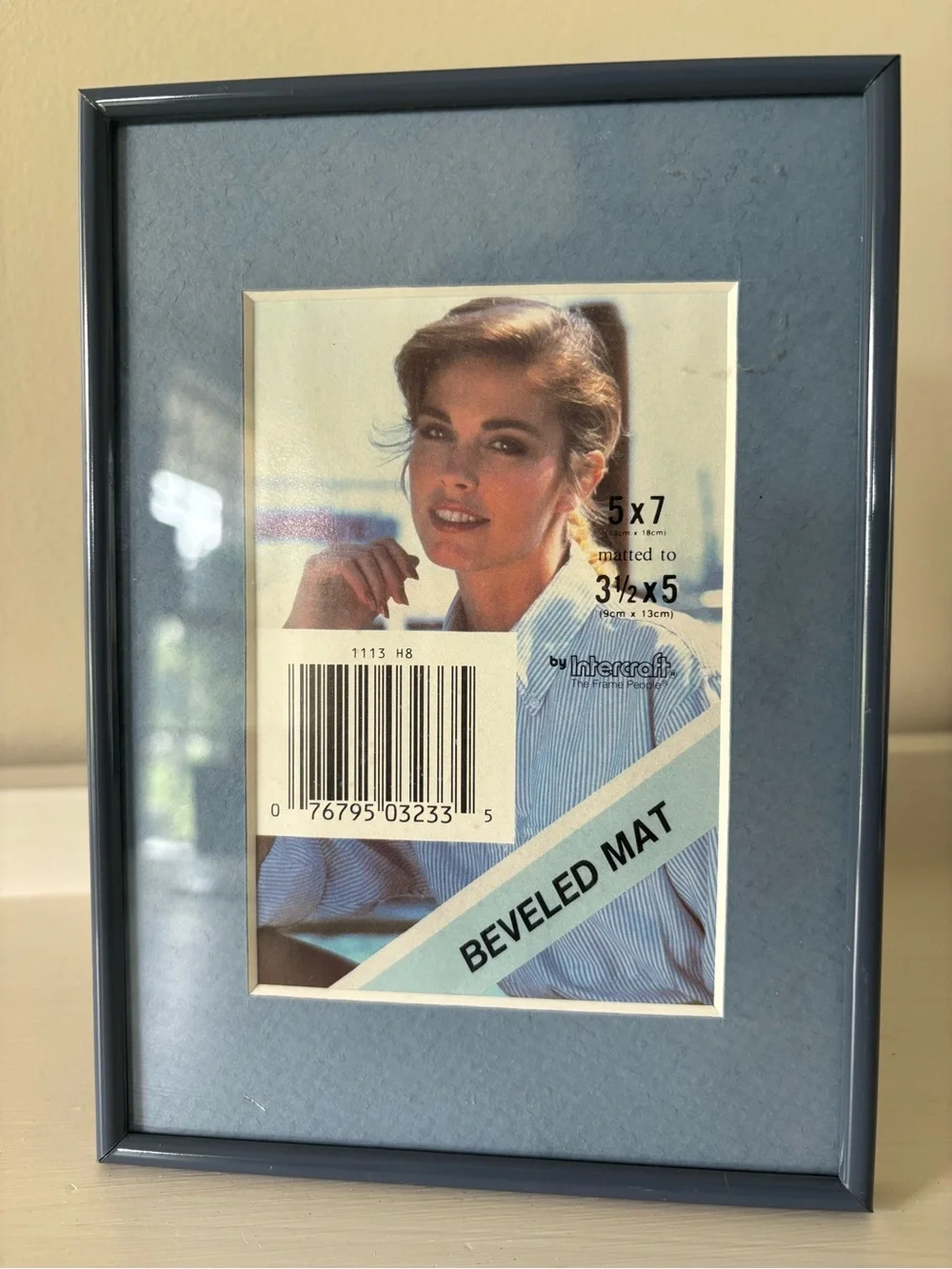Blue Metal Picture Frame with Beveled Mat